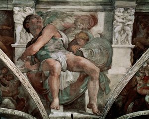 Le Prophète Jonas, de la Chapelle Sixtine, 1538-41 (avant restauration)